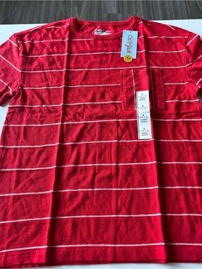 Cat & Jack Red Tee with White Stripes and Pocket